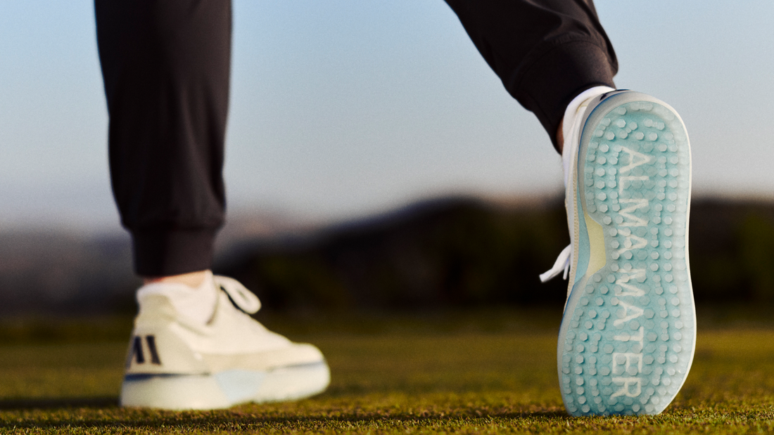 Alma Mater golf shoe outsole featuring the Active Traction lug system engineered for rotational movement.