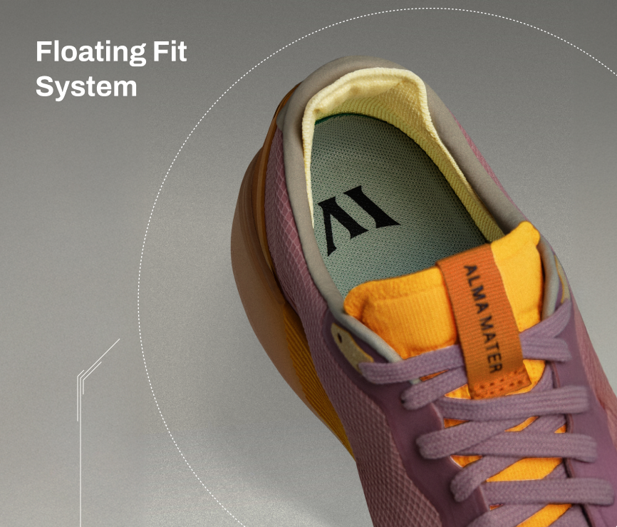 Floating Fit System. Anchored Fit, Friction-Free Comfort. Stretch knit anchors your foot and floating layers eliminate friction. 
