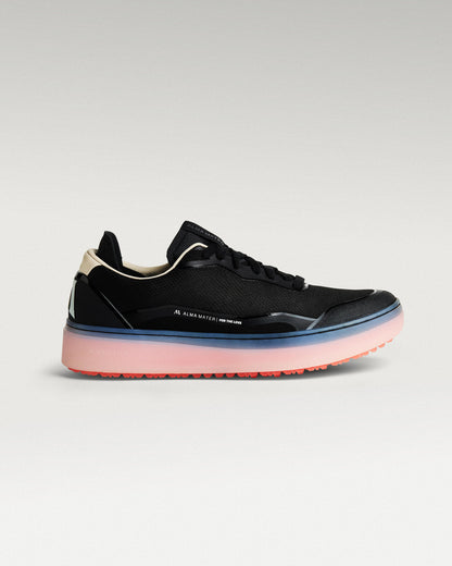 Side view of black and flare Beta Lite golf shoe from opposite angle