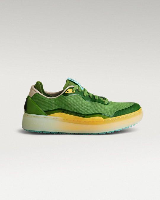 Lateral view of Olive/Aqua Beta Lite golf shoe