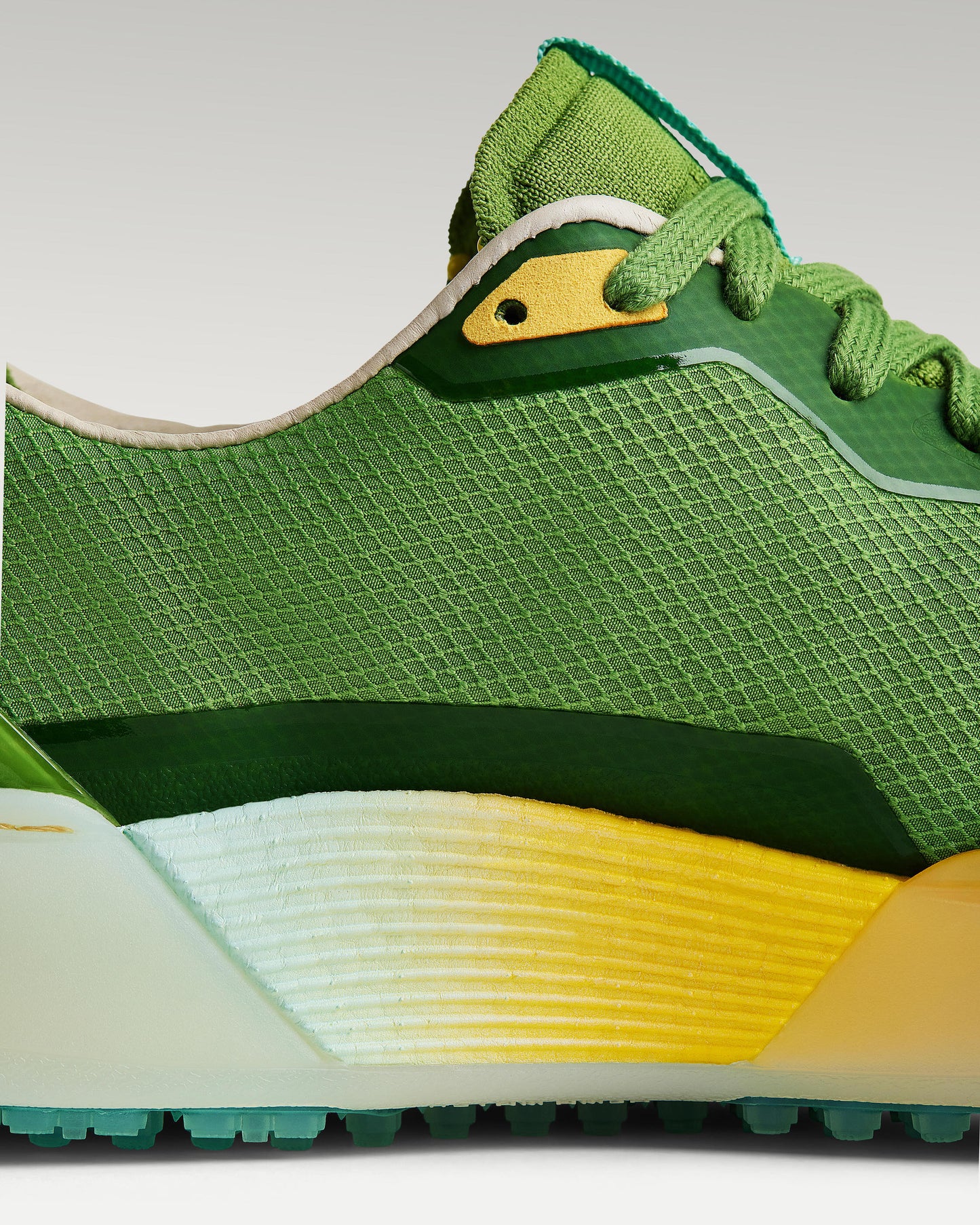 Close-up of side panel showing slipper construction, textured mesh and support structure