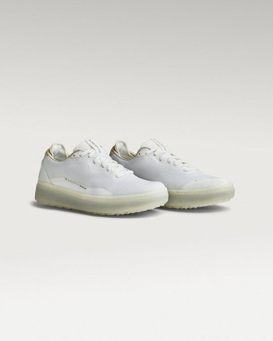 45 Degree Angled view of white and grey Beta Lite golf shoe