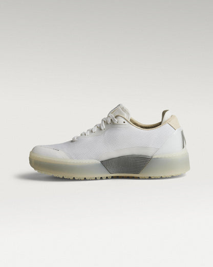 Medial view of white and grey Beta Lite golf shoe