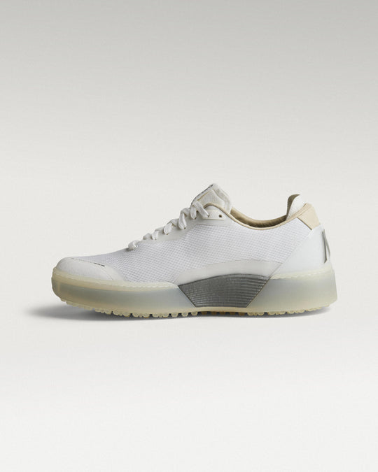 Medial view of white and grey Beta Lite golf shoe
