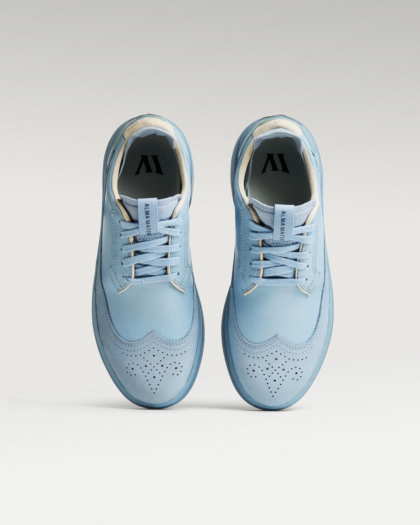 Top view of Sky/Navy Beta Longwing golf shoes