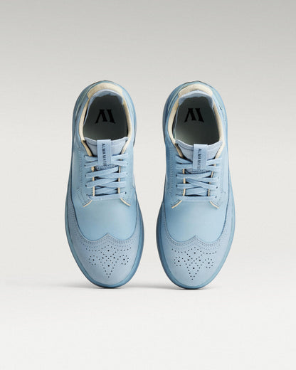 Top view of Sky/Navy Beta Longwing golf shoes