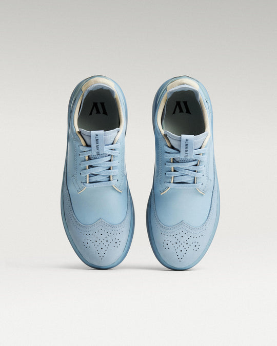 Top view of Sky/Navy Beta Longwing golf shoes