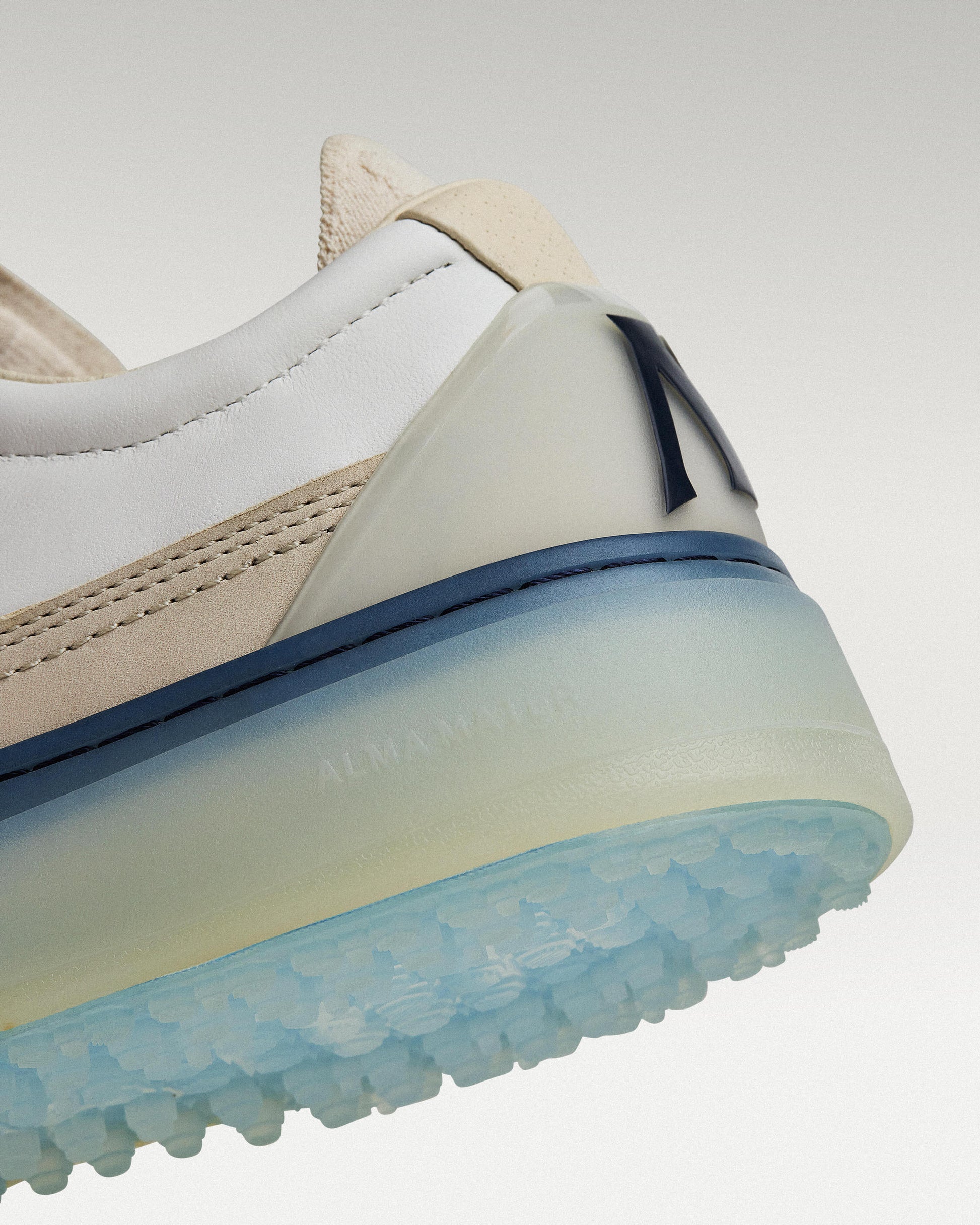 Close-up of midsole and outsole showing heel construction
