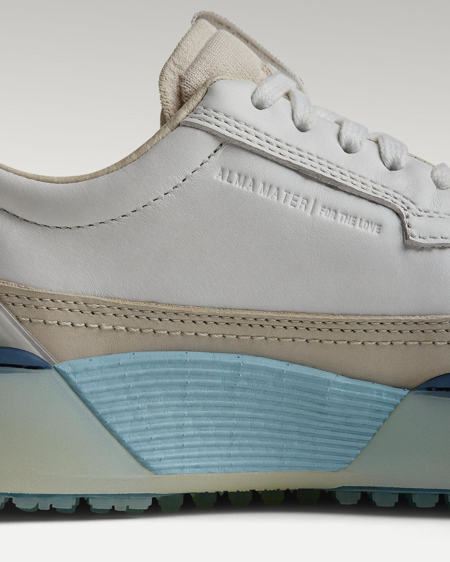 Close-up of side panel showing slipper construction, leather and support structure