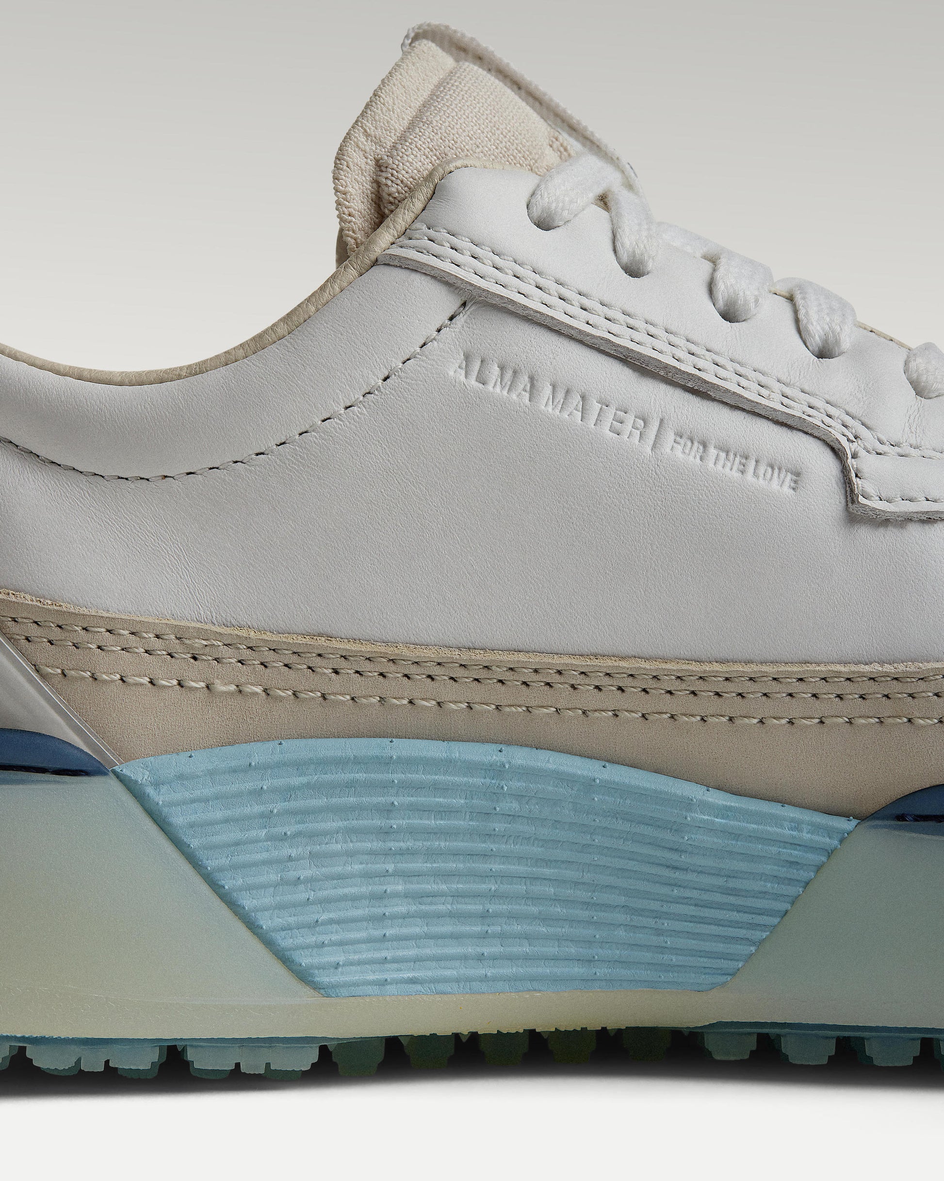 Close-up of side panel showing slipper construction, leather and support structure