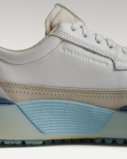 Close-up of side panel showing slipper construction, leather and support structure