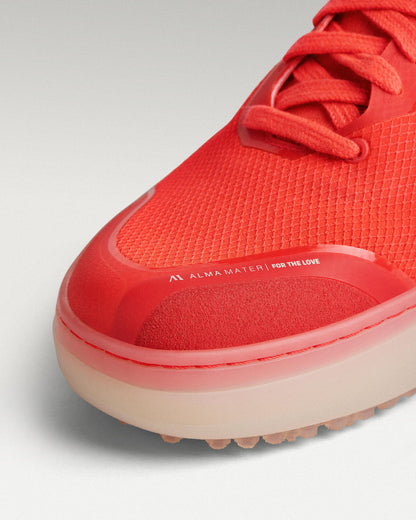 Close-up of Flare/Old Rose mesh upper and toe box detail on Beta Lite golf shoe