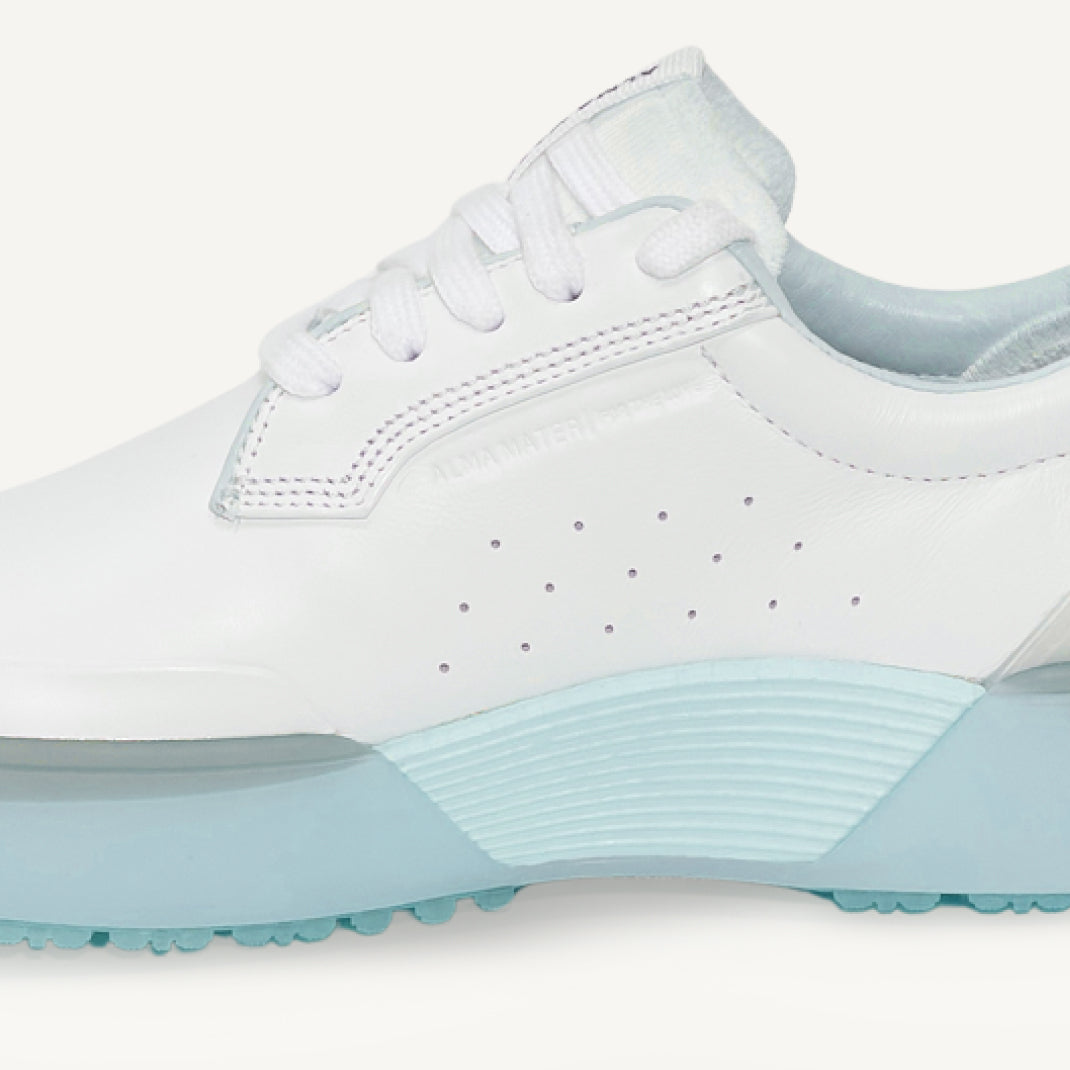 Outside, waterproof full-grain leather, triple stitched, built to last hundreds of rounds. 