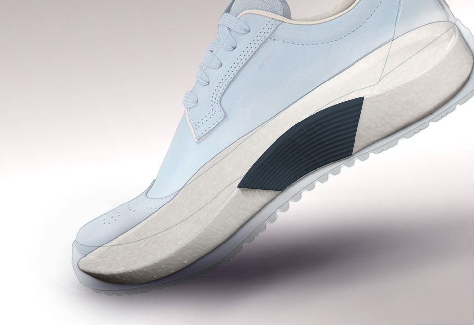 Showcasing Alma Mater's Slipper technology: Nitrogen-infused ETPU foam engineered for 100-mile races in the Alps. Micron-sized nitrogen bubbles are infused into tiny beads, then steam-fused together. The result feels firm until pressure engages it—then it compresses and returns energy with every step. 