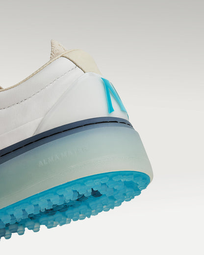 Close-up of midsole and outsole showing heel construction