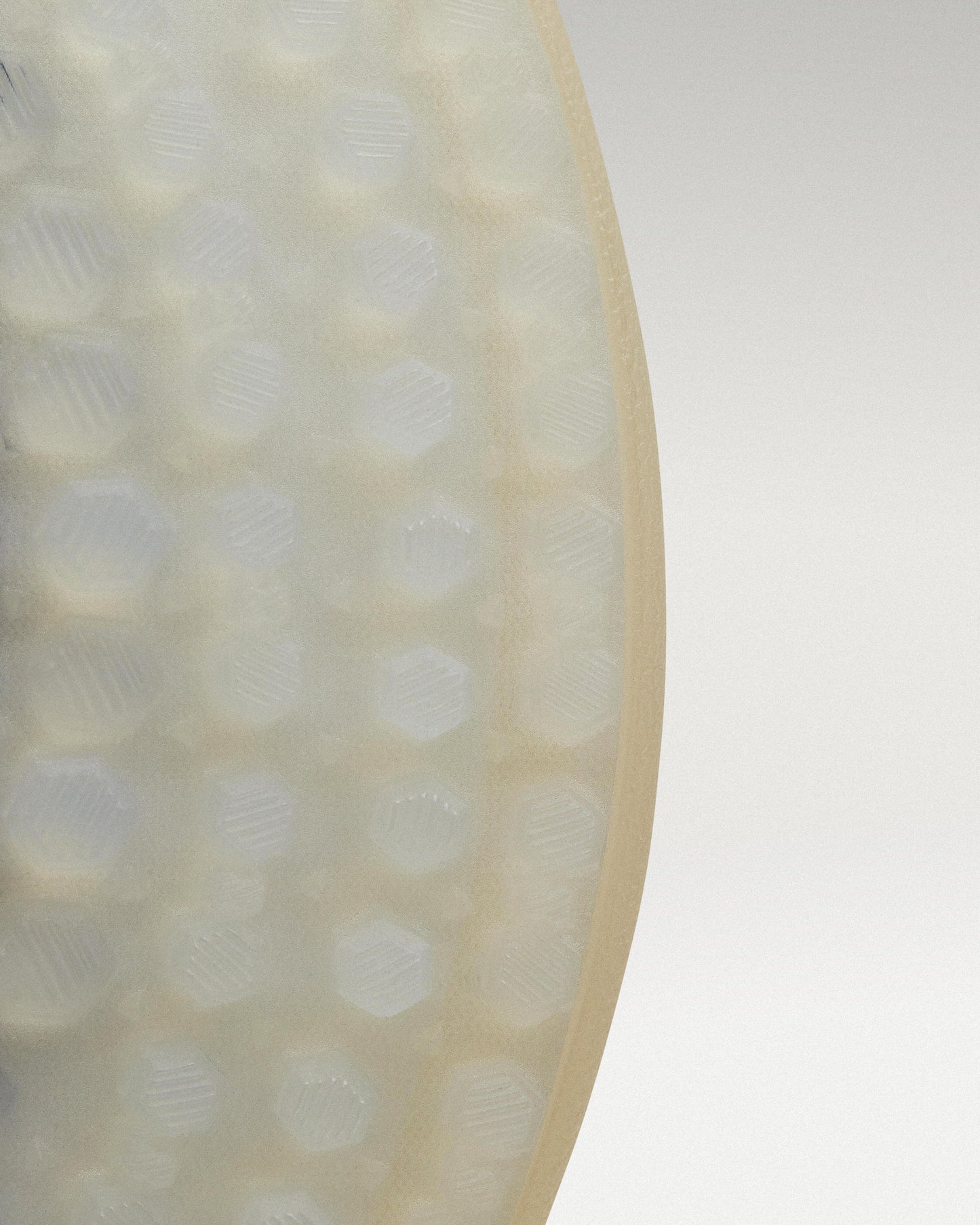 Outsole view of white and white Beta Derby golf shoe showing traction pattern