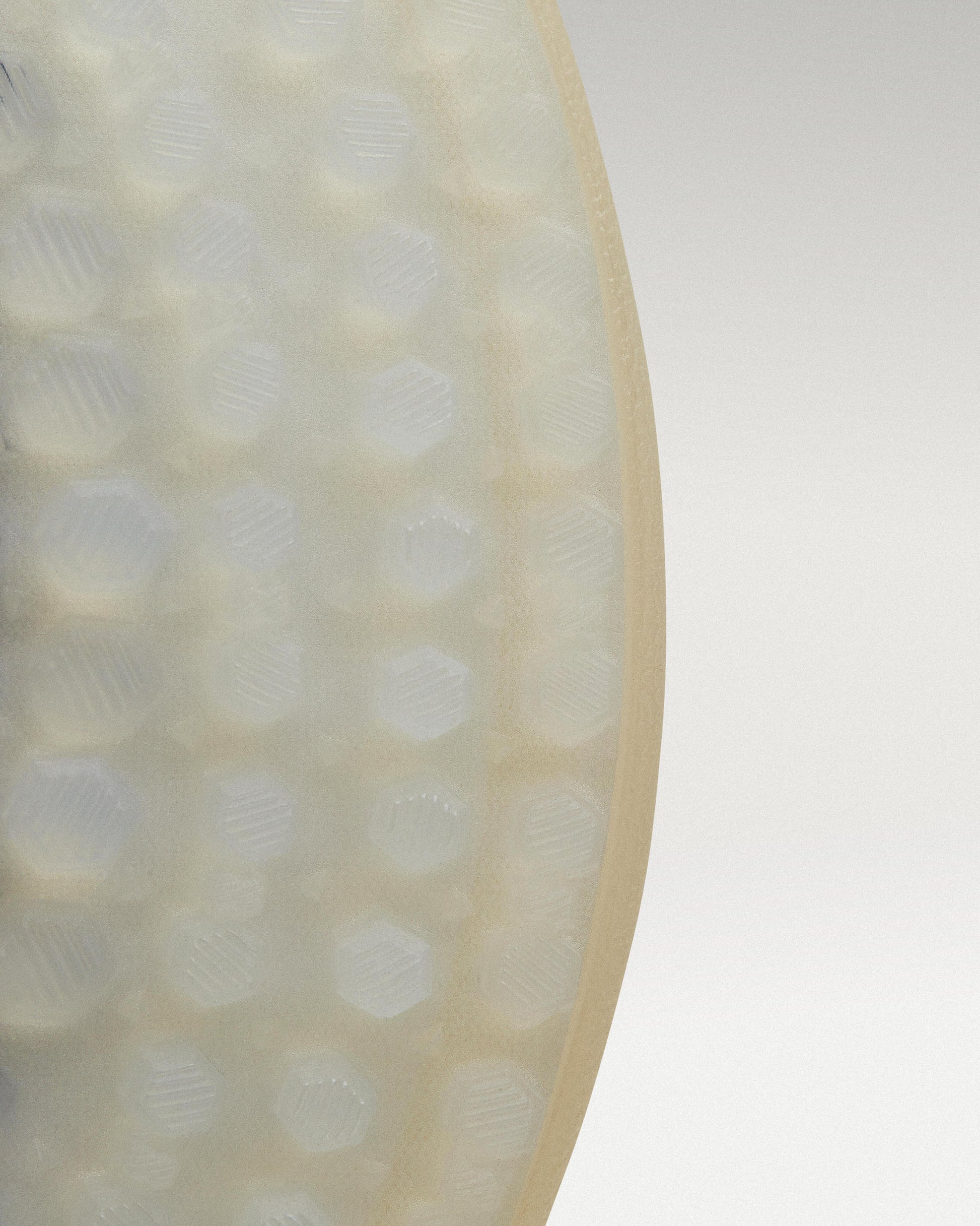 Outsole view of white and white Beta Derby golf shoe showing traction pattern