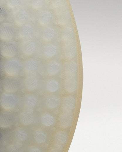 Outsole view of white and white Beta Derby golf shoe showing traction pattern