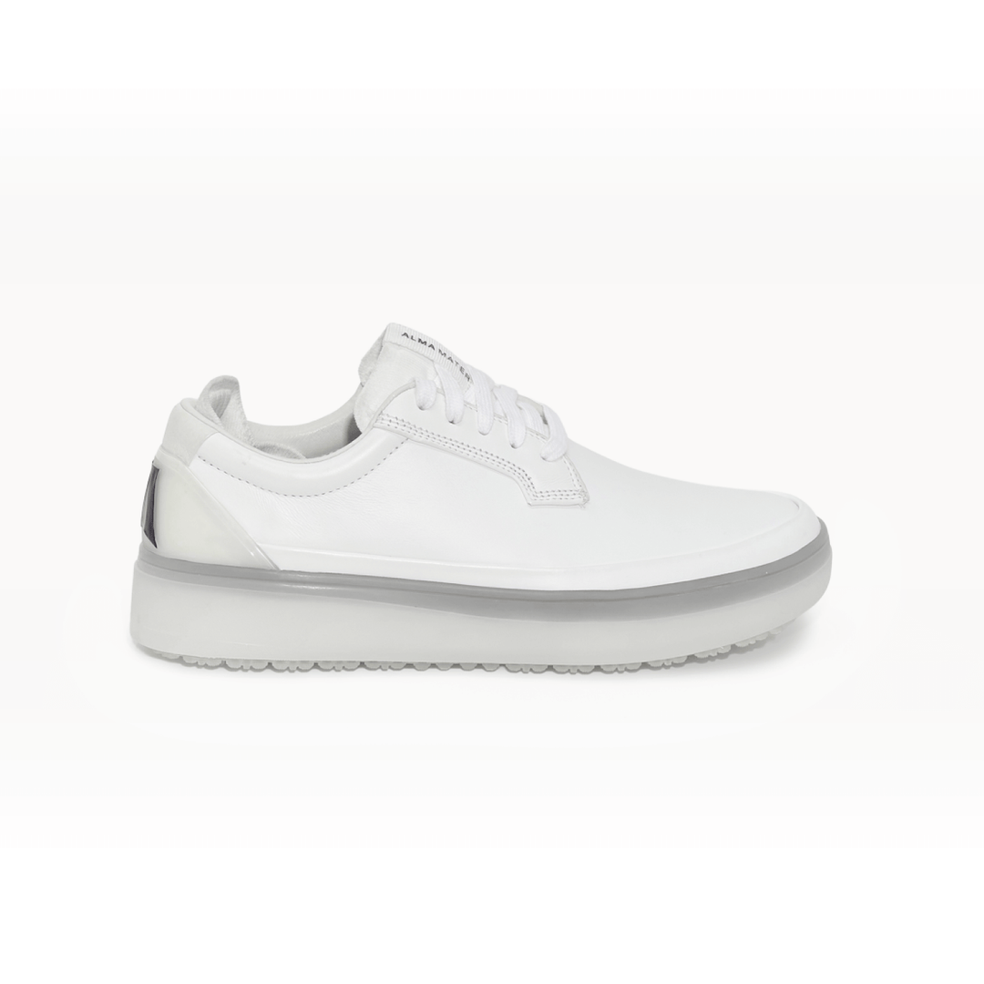 Side profile studio image of the Women’s Beta Derby in all white