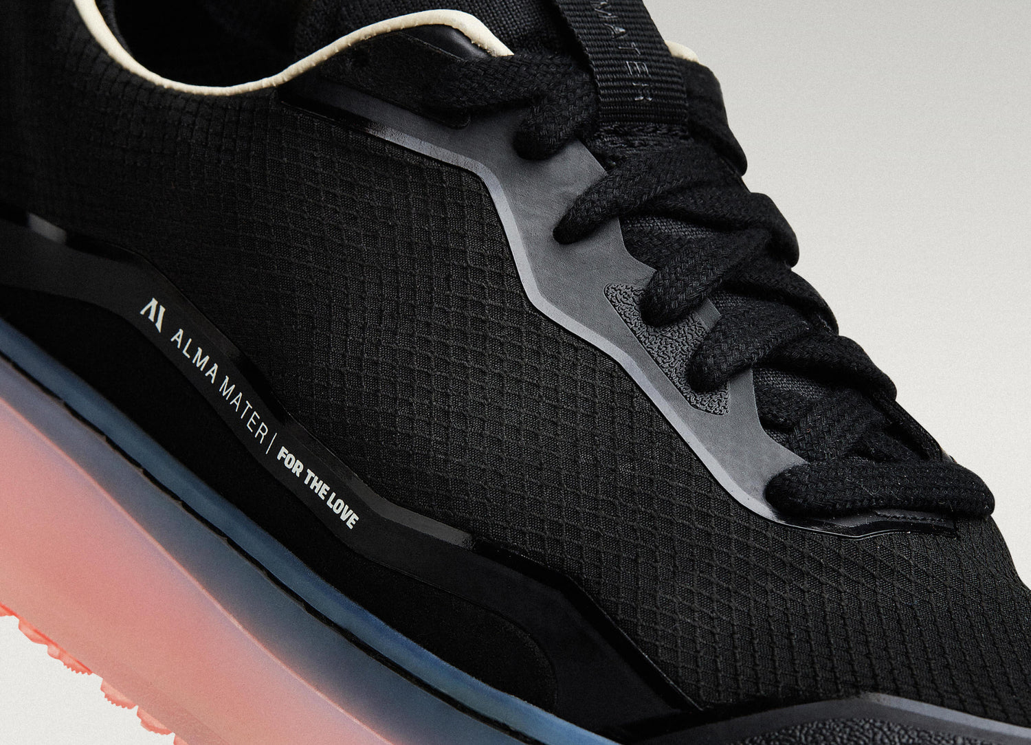 Close up of Black/Flare Beta Lite breathable mesh