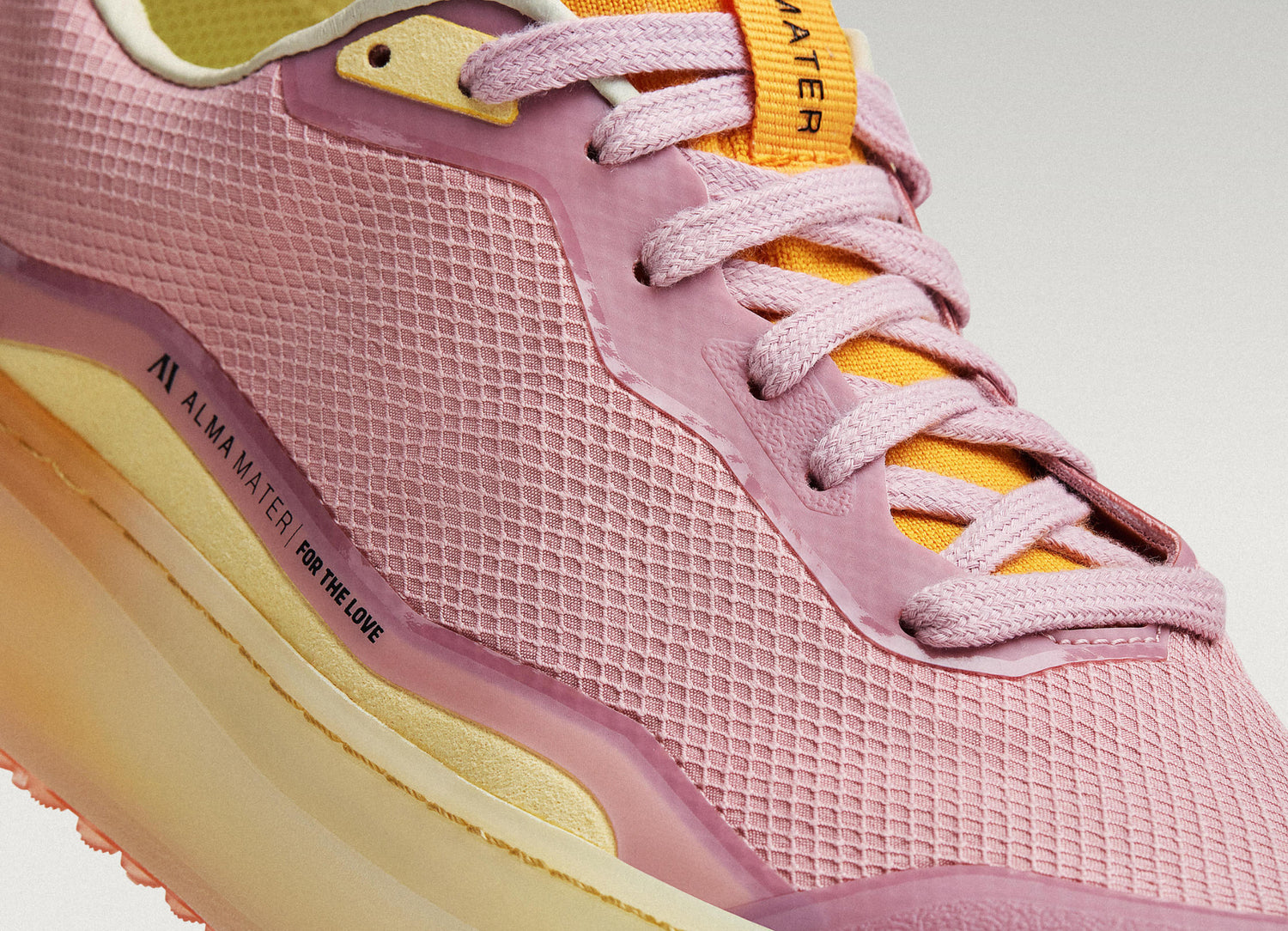 Close up of Lavendar/Orange Beta Lite breathable mesh