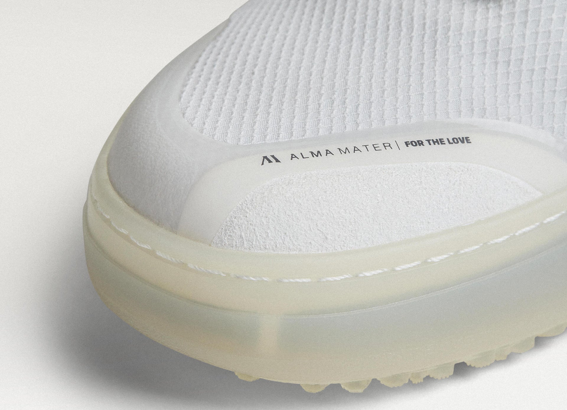 Close up of White Beta Lite's wide toe box